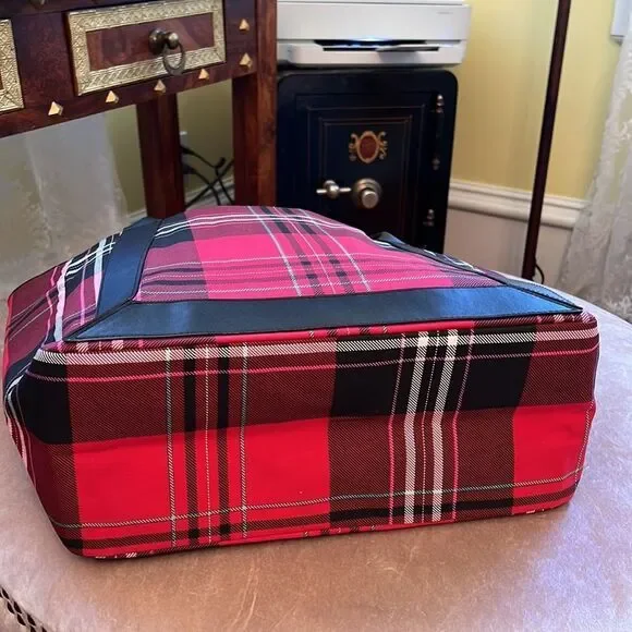 NWT Victorias Secret Red Black Novacheck Large Tote Bag - Picture 7 of 13